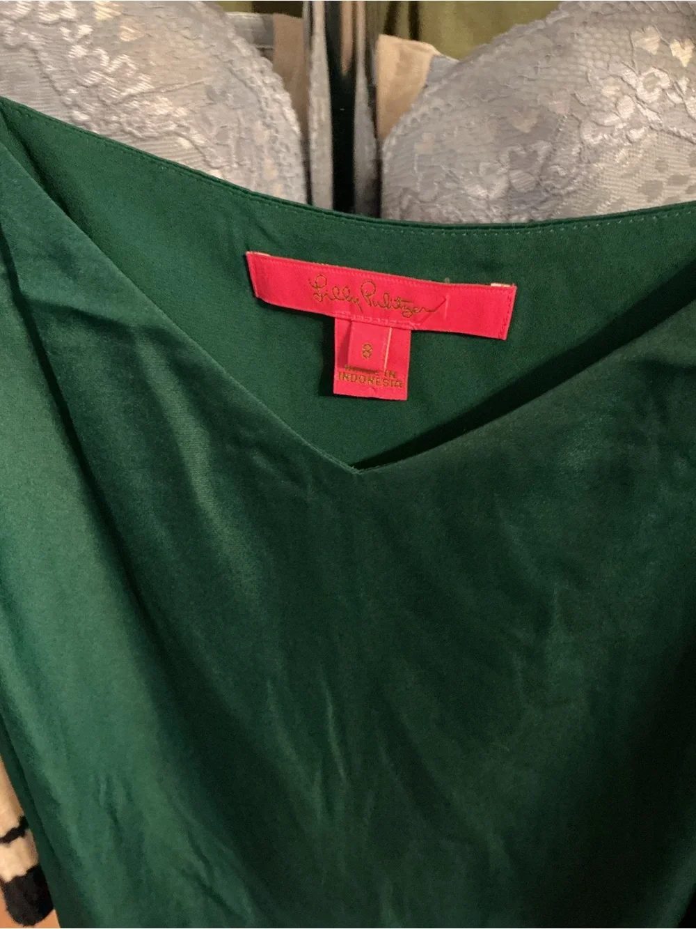 Lilly Pulitzer Dark Emerald Satin Cami